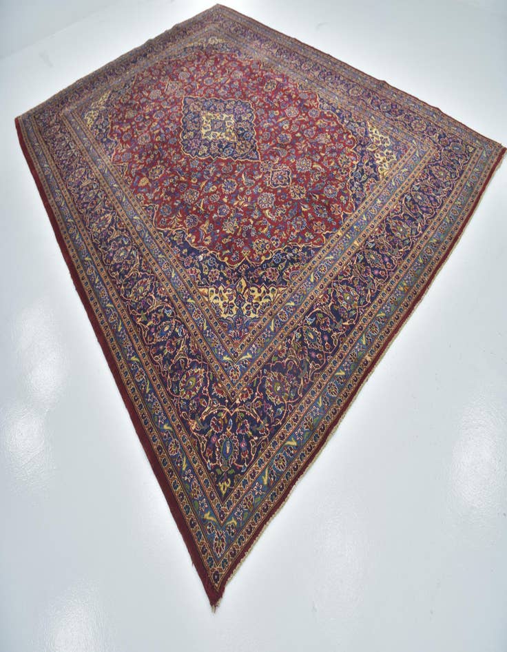 Detail image of  10' x 13' 5  Hand Knotted Kashan Persian Wool Rug