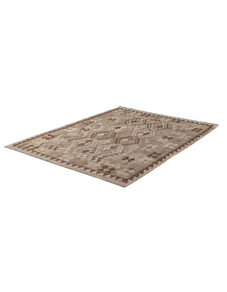 Detail image of  4' 6 x 5' 11  Hand Woven Kilim Maymana Wool Rug