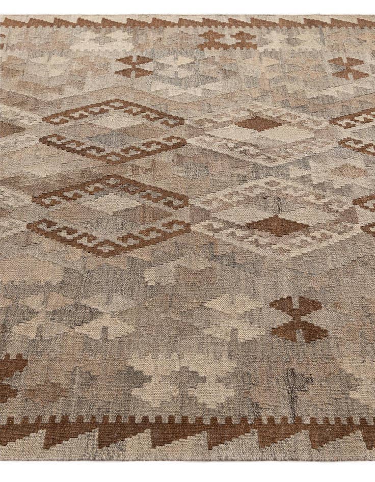 Detail image of  4' 6 x 5' 11  Hand Woven Kilim Maymana Wool Rug