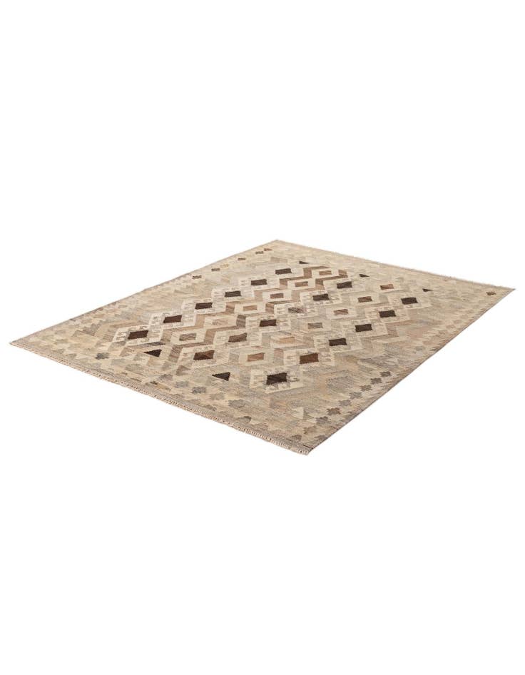 Detail image of  5' 3 x 6' 9  Hand Woven Kilim Maymana Wool Rug