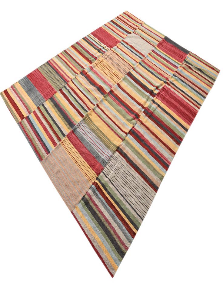 Detail image of  7' 1 x 9' 6  Hand Woven Kilim Modern Wool Rug