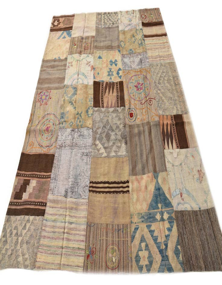 Detail image of  6' x 7' 8  Hand Woven Kilim Patchwork Wool Rug