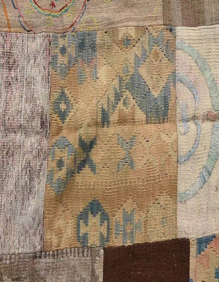 Detail image of  6' x 7' 8  Hand Woven Kilim Patchwork Wool Rug
