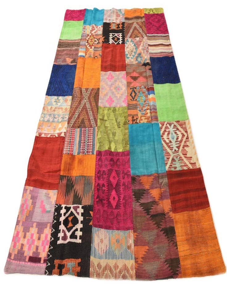 Detail image of  5' 7 x 7' 11  Hand Woven Kilim Patchwork Wool Rug