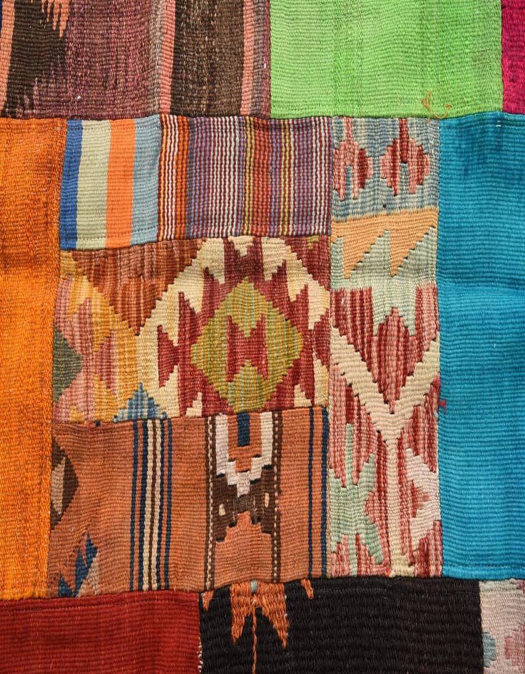 Detail image of  5' 7 x 7' 11  Hand Woven Kilim Patchwork Wool Rug