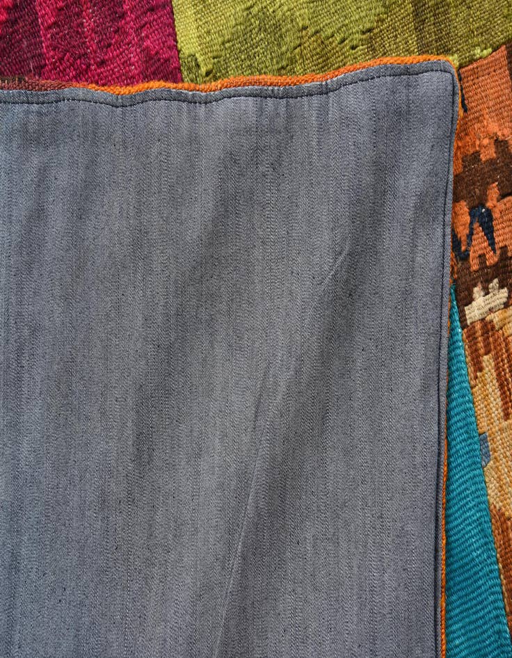 Detail image of  5' 7 x 7' 11  Hand Woven Kilim Patchwork Wool Rug