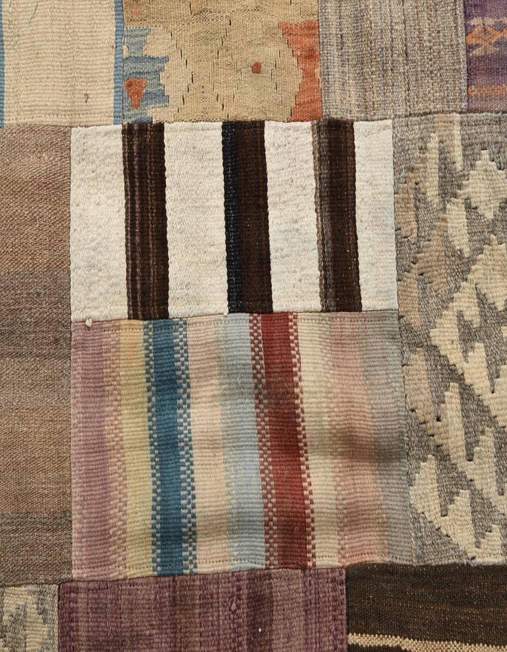 Detail image of  5' 6 x 8' 1  Hand Woven Kilim Patchwork Wool Rug