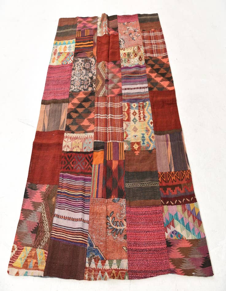 Detail image of  5' x 6' 7  Hand Woven Kilim Patchwork Wool Rug