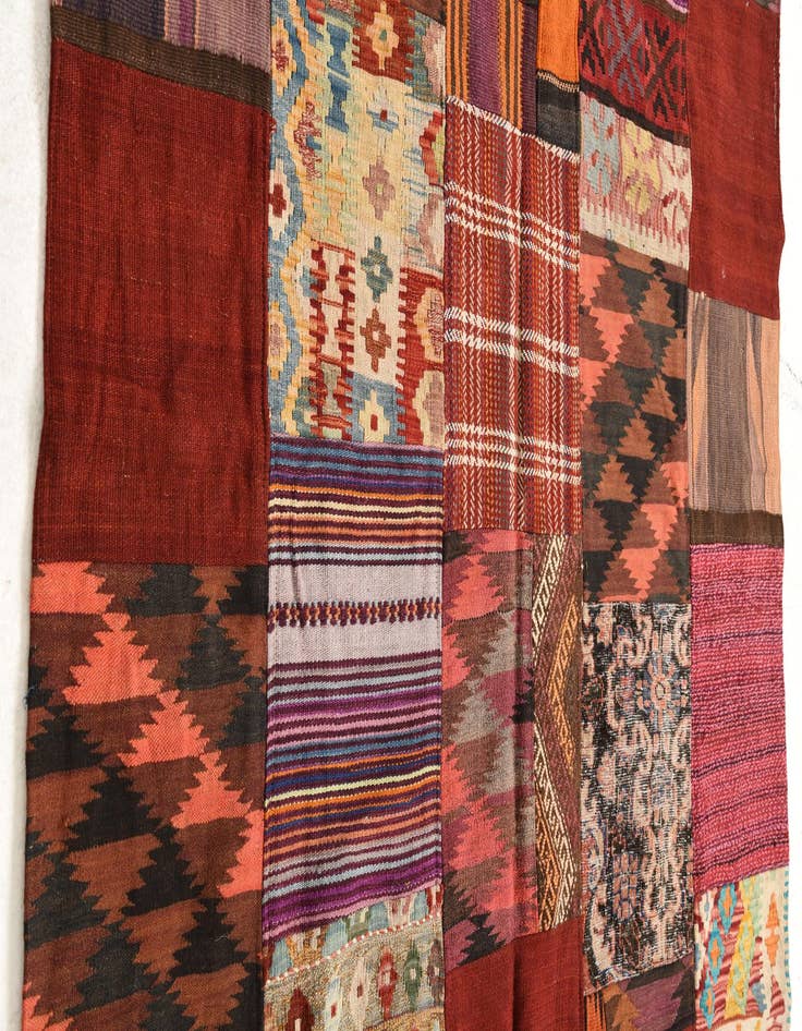 Detail image of  5' x 6' 7  Hand Woven Kilim Patchwork Wool Rug