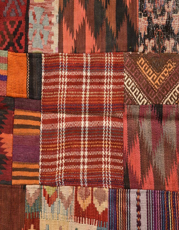 Detail image of  5' x 6' 7  Hand Woven Kilim Patchwork Wool Rug