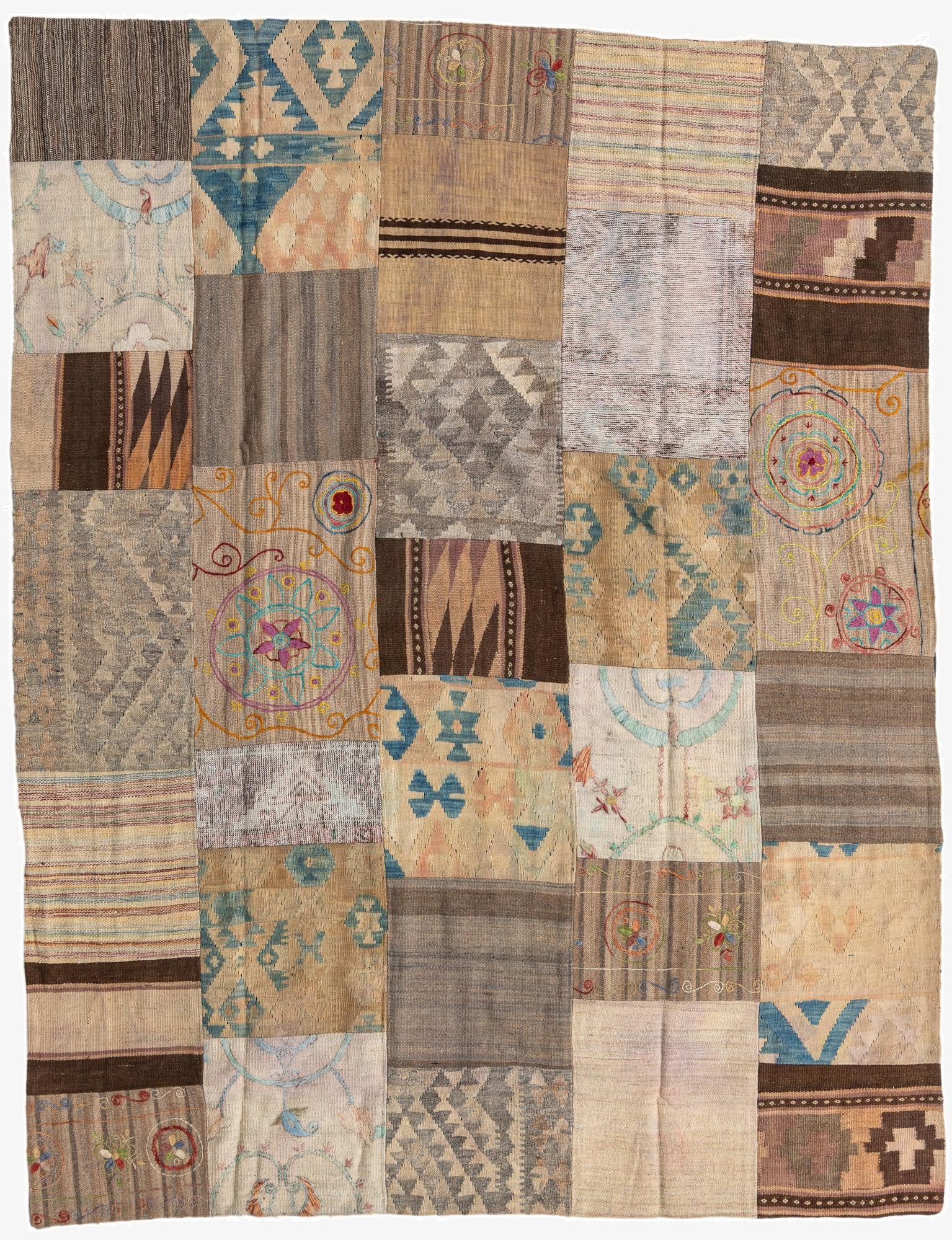  6' x 7' 8  Hand Woven Kilim Patchwork Wool Rug