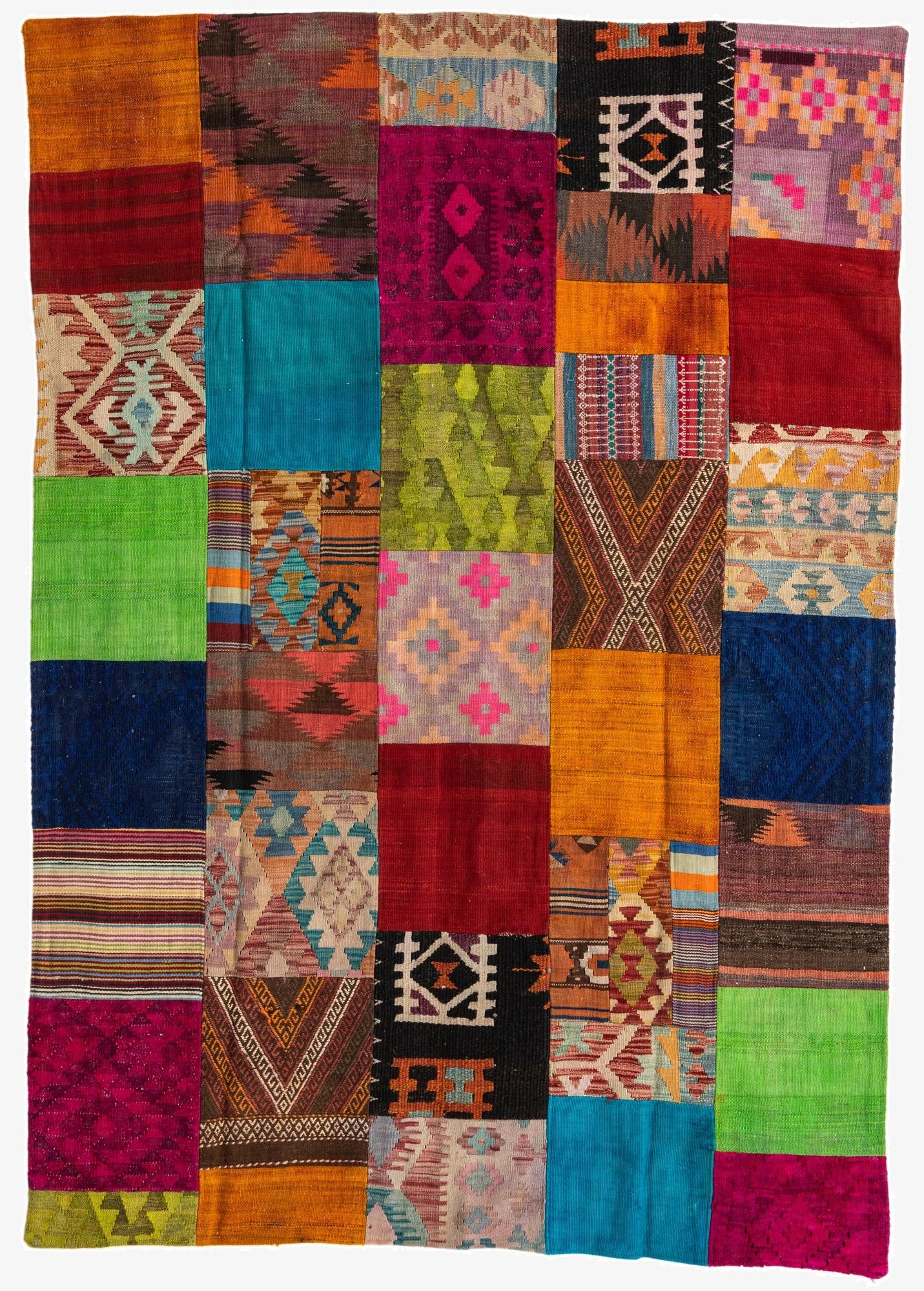  5' 7 x 7' 11  Hand Woven Kilim Patchwork Wool Rug