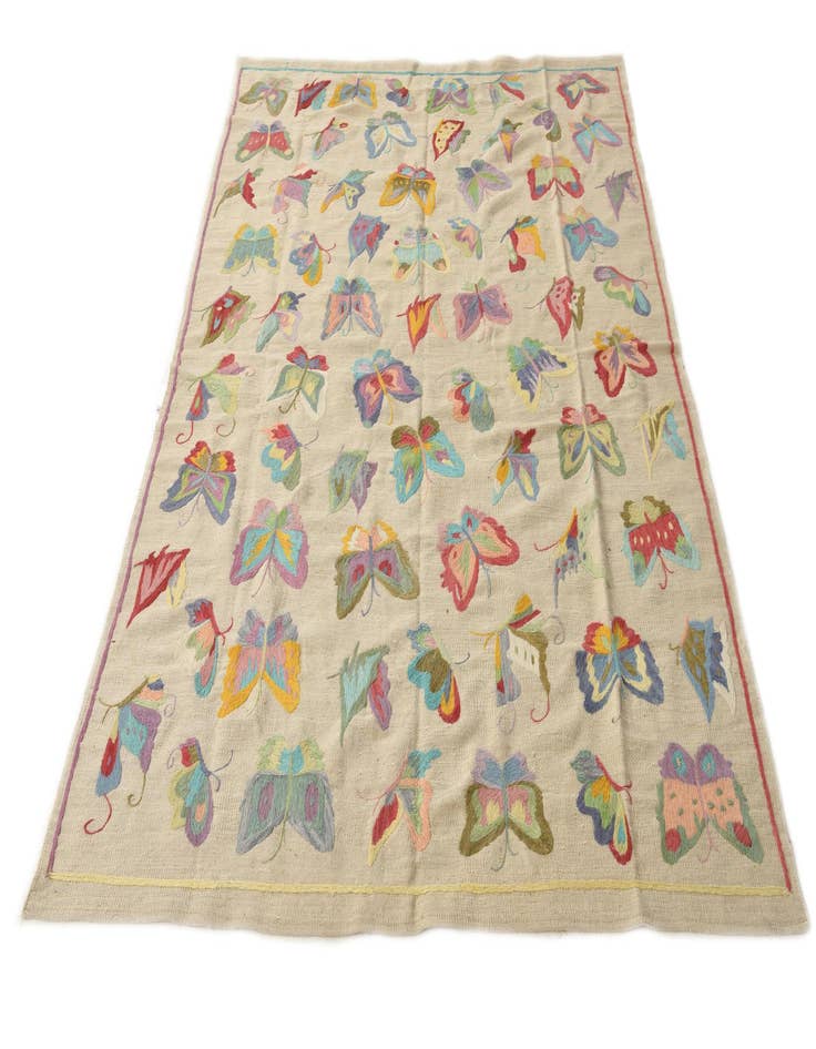 Detail image of  5' 4 x 7' 7  Hand Woven Kilim Suzani Wool Rug