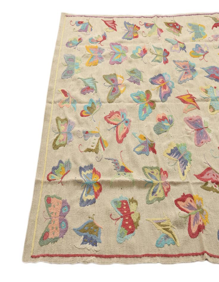 Detail image of  5' 4 x 7' 7  Hand Woven Kilim Suzani Wool Rug