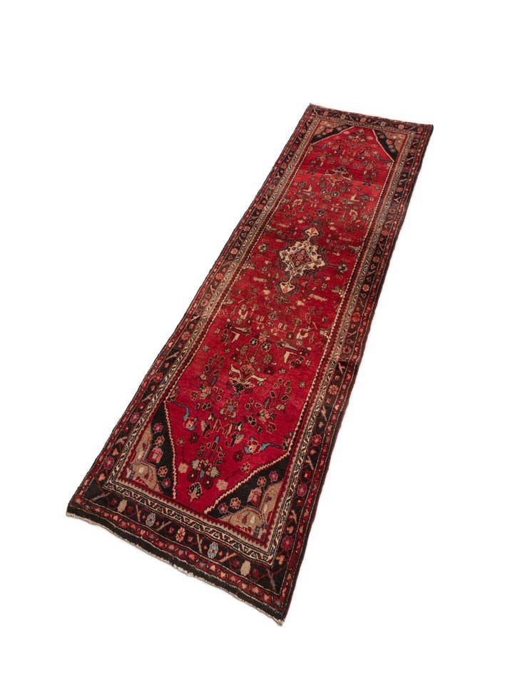 Detail image of  3' 7 x 9' 10  Hand Knotted Hamedan Oriental Wool Runner Rug