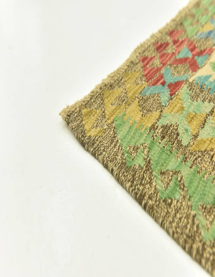 Detail image of  3' 5 x 6' 1  Hand Woven Kilim Maymana Wool Runner Rug