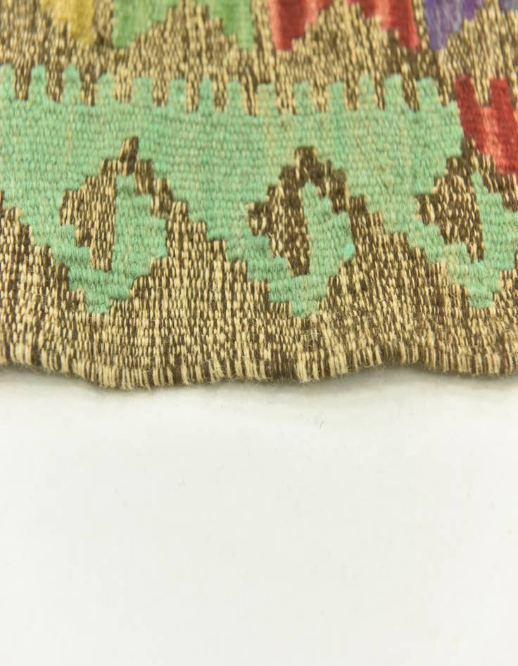 Detail image of  3' 5 x 6' 1  Hand Woven Kilim Maymana Wool Runner Rug