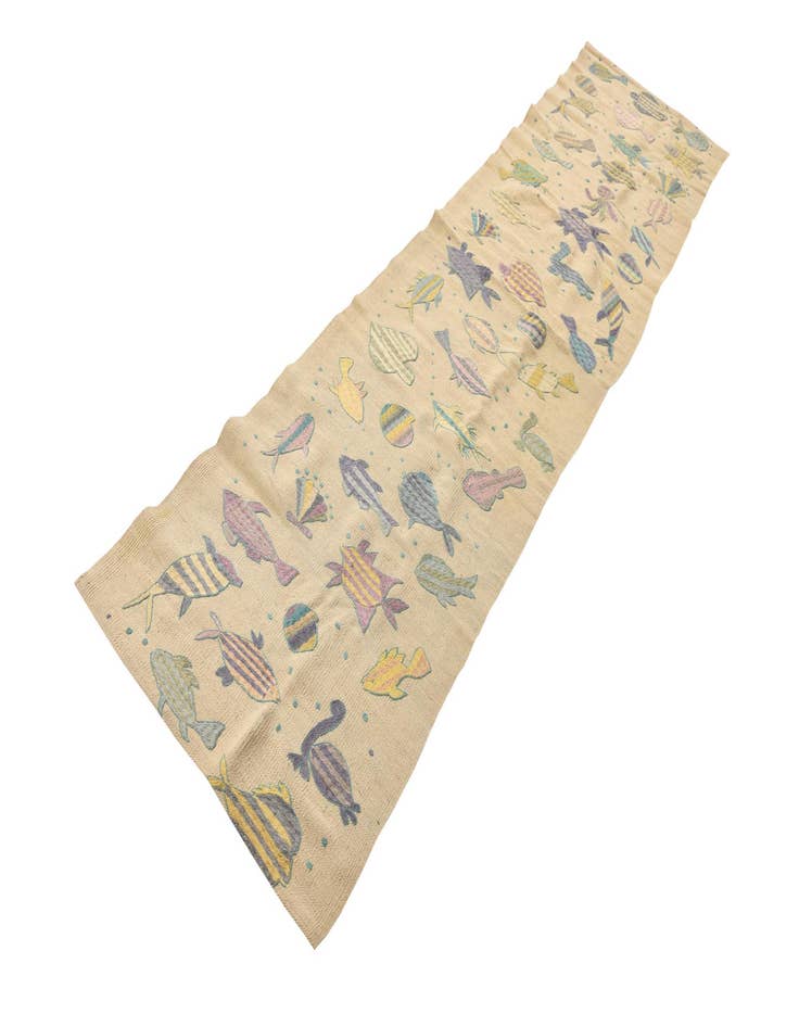 Detail image of  2' 2 x 9' 1  Hand Woven Kilim Suzani Wool Runner Rug