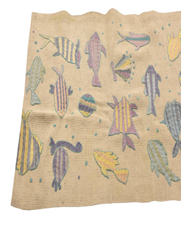 Detail image of  2' 2 x 9' 1  Hand Woven Kilim Suzani Wool Runner Rug