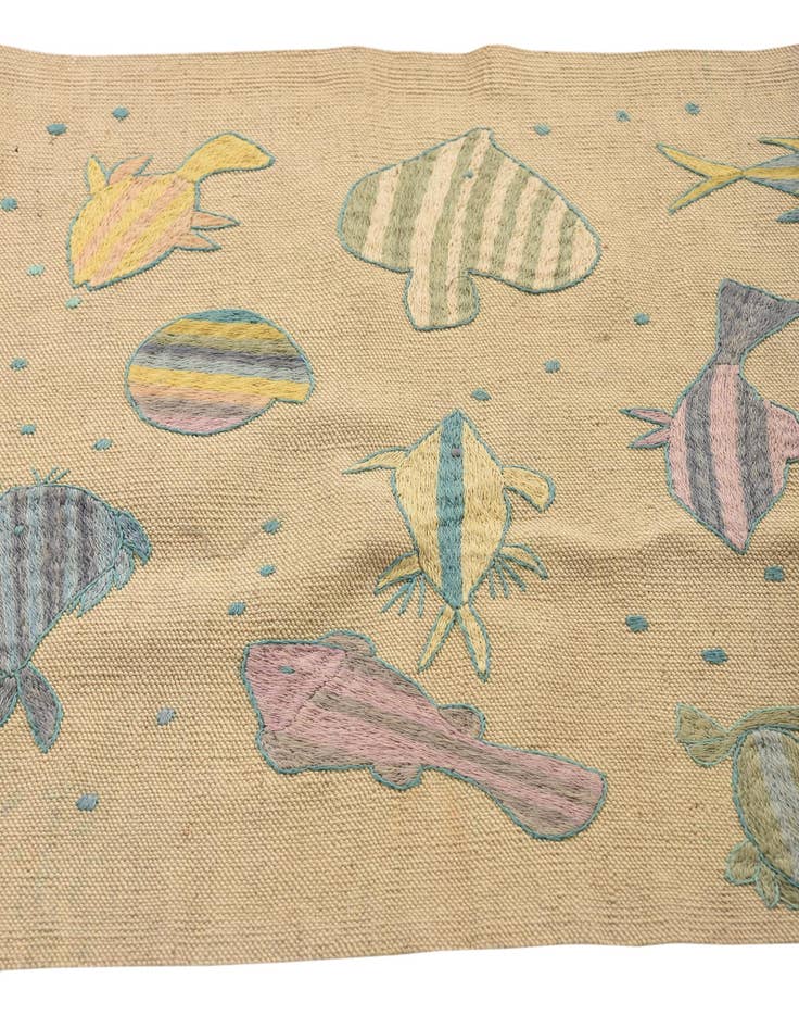 Detail image of  2' 2 x 9' 1  Hand Woven Kilim Suzani Wool Runner Rug