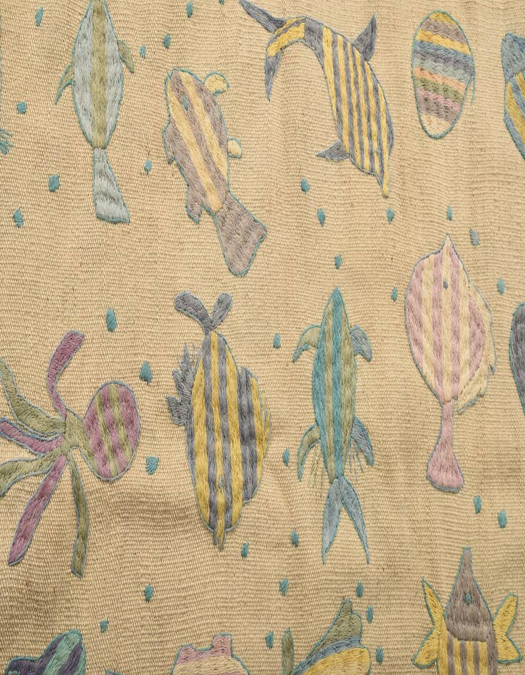 Detail image of  2' 2 x 9' 1  Hand Woven Kilim Suzani Wool Runner Rug