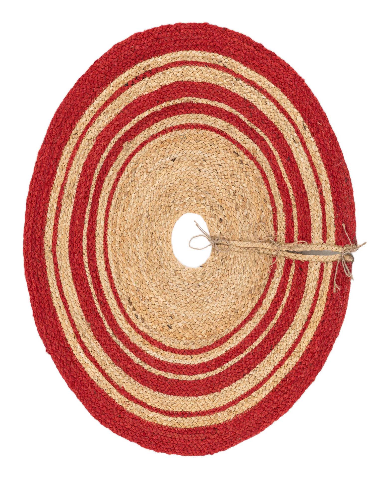 Primary image 3' x 3' Hand Braided Christmas Tree Skirt