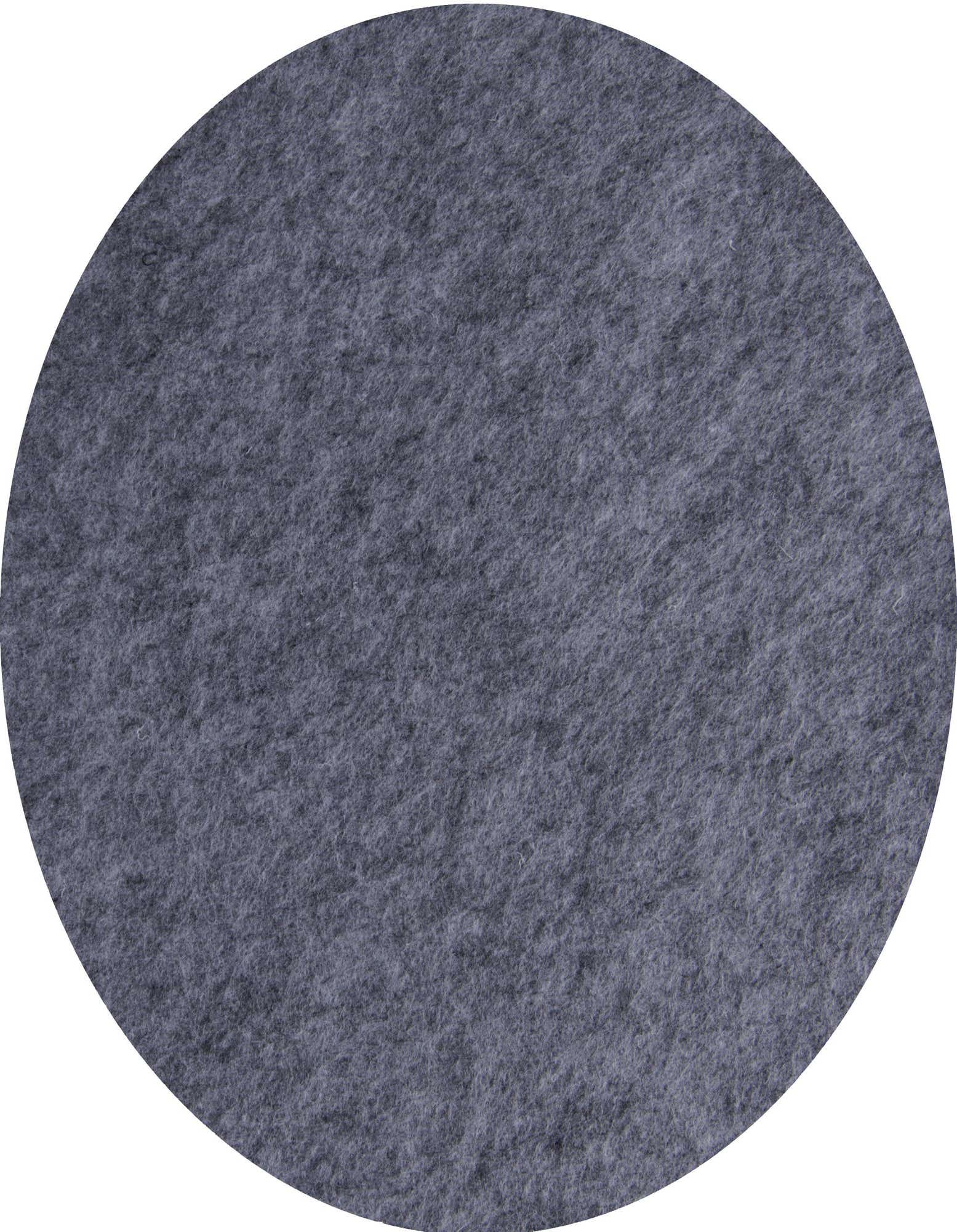 A close-up view of a solid gray round rug with a medium pile, suitable for indoor use.