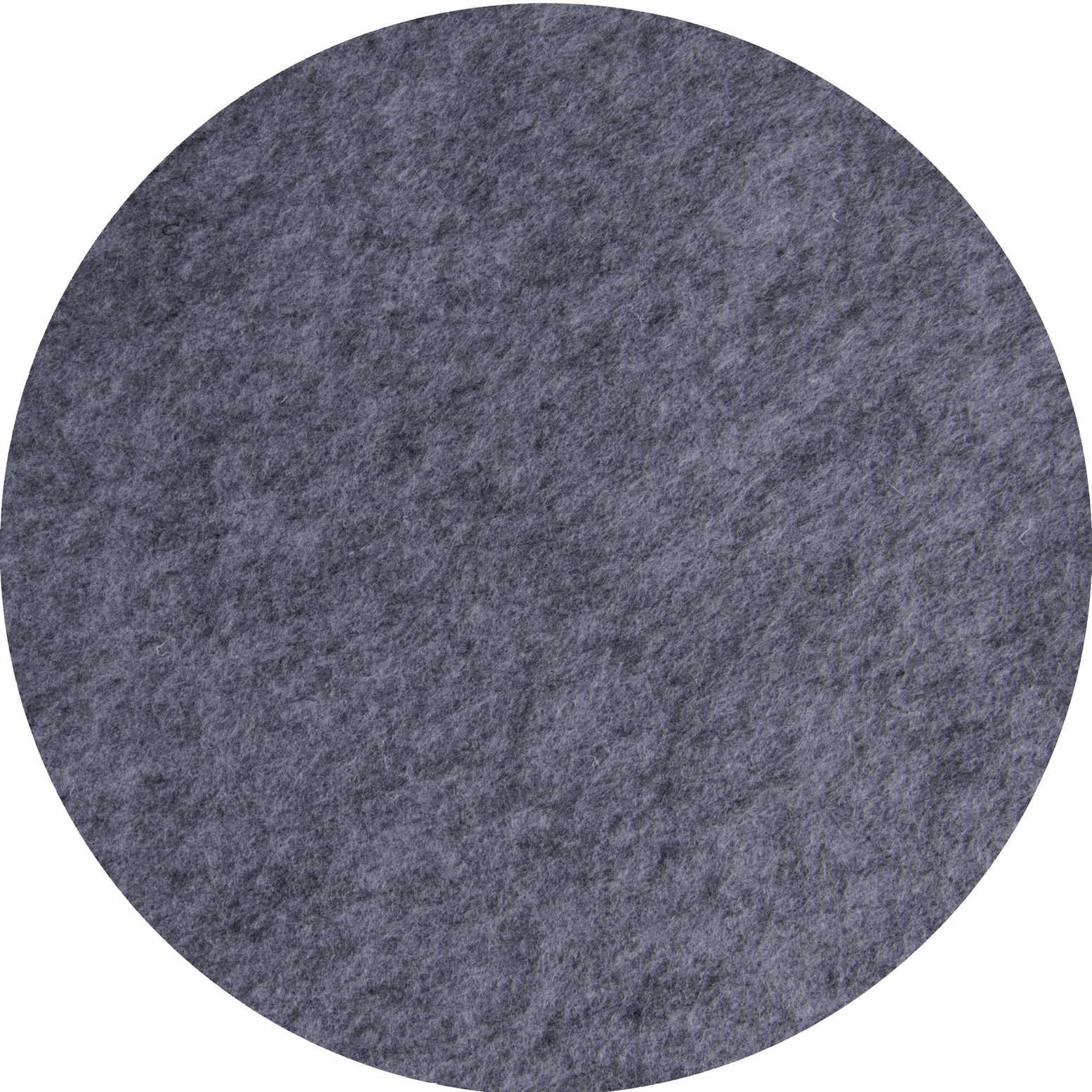 A close-up view of a solid gray round rug with a medium pile, suitable for indoor use.