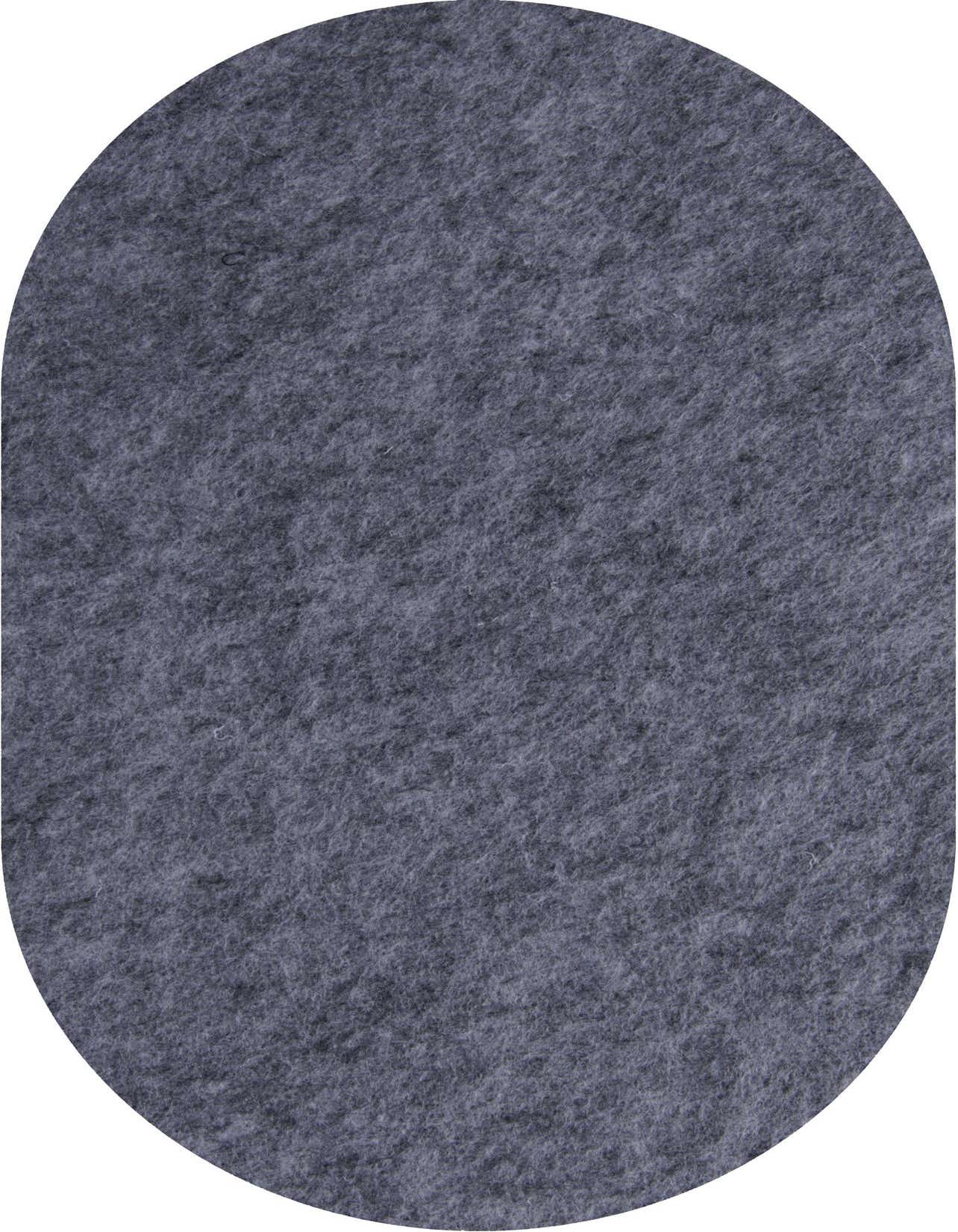A medium pile, solid gray 5' 0 x 8' 0 oval rug, suitable for indoor use in a patio setting.