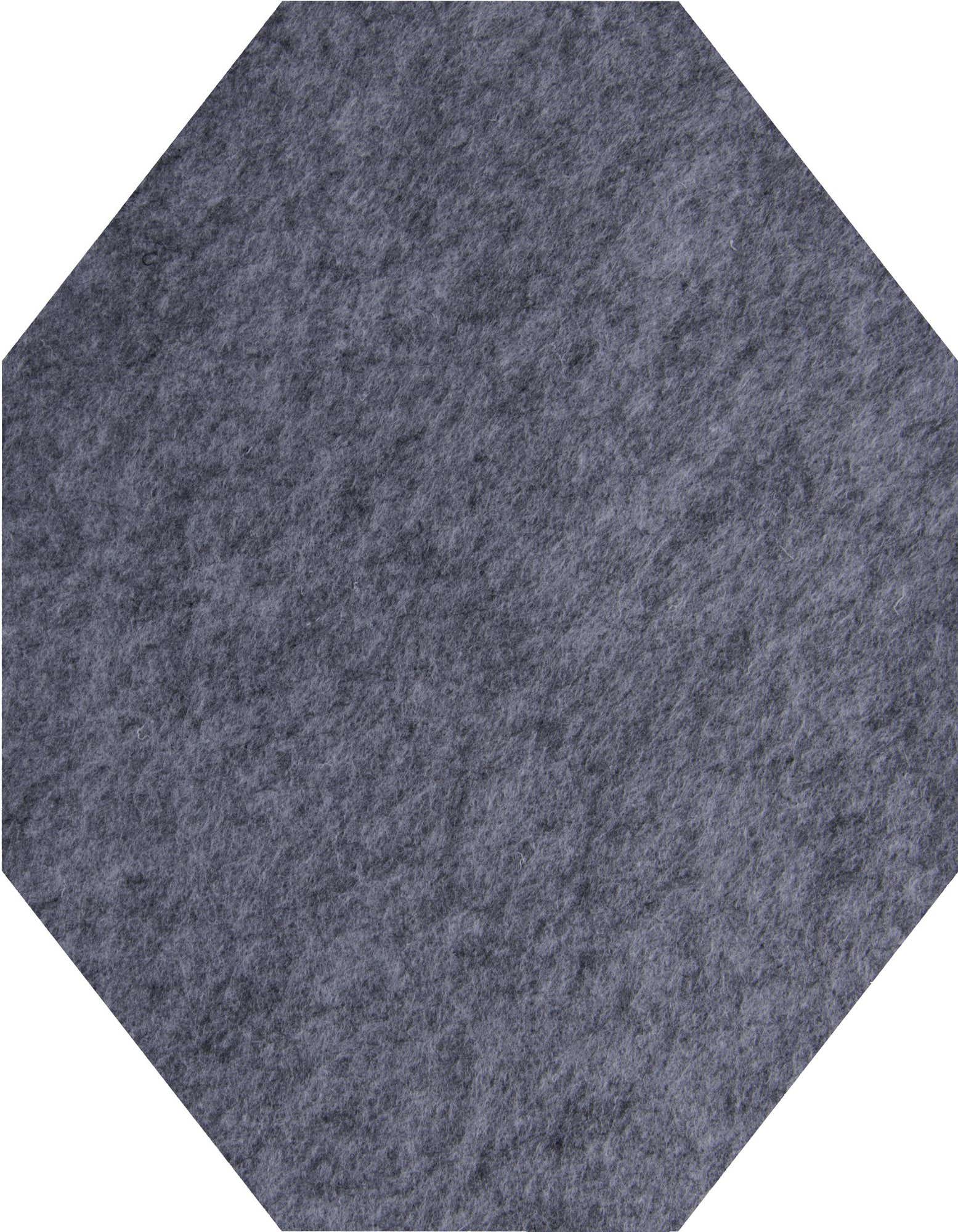 A plain gray octagon rug with a medium pile, suitable for an indoor patio setting.