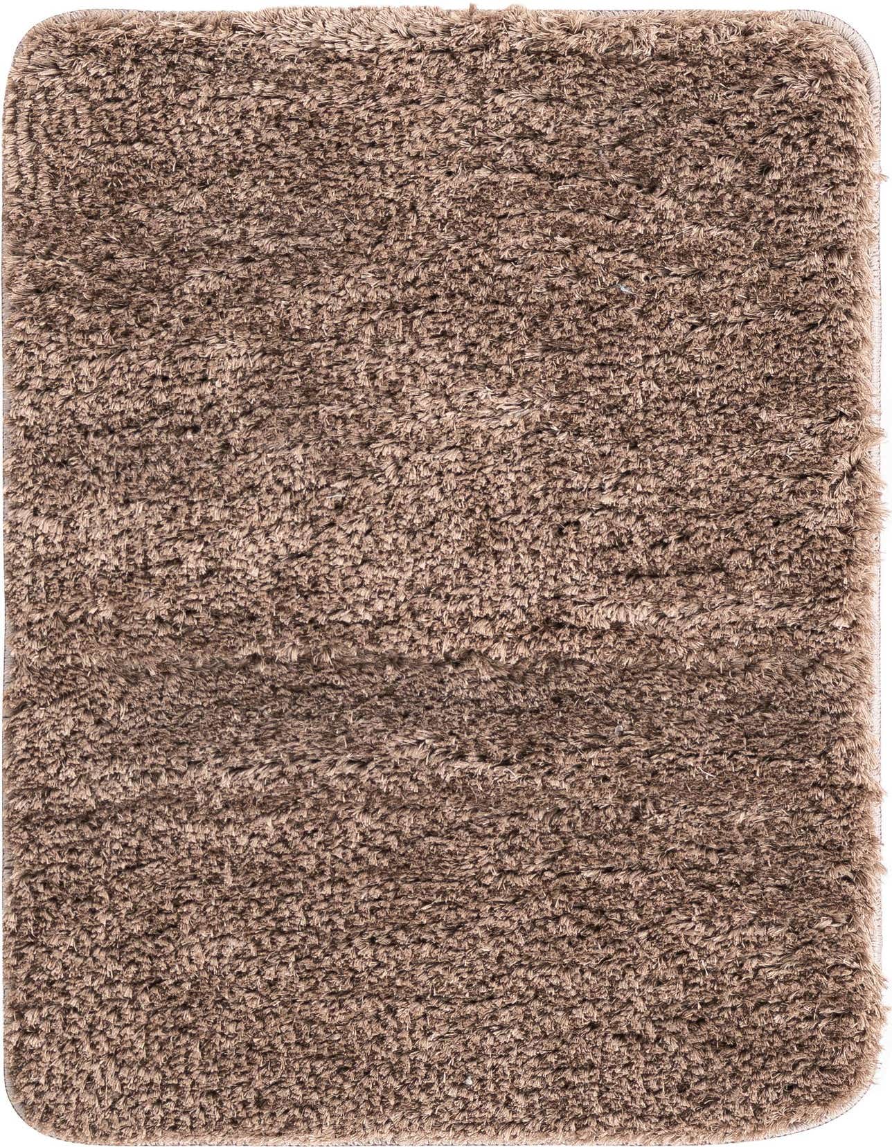 A soft, rectangular 2x3 brown shag bath mat with a textured pile, ideal for a cozy bathroom.