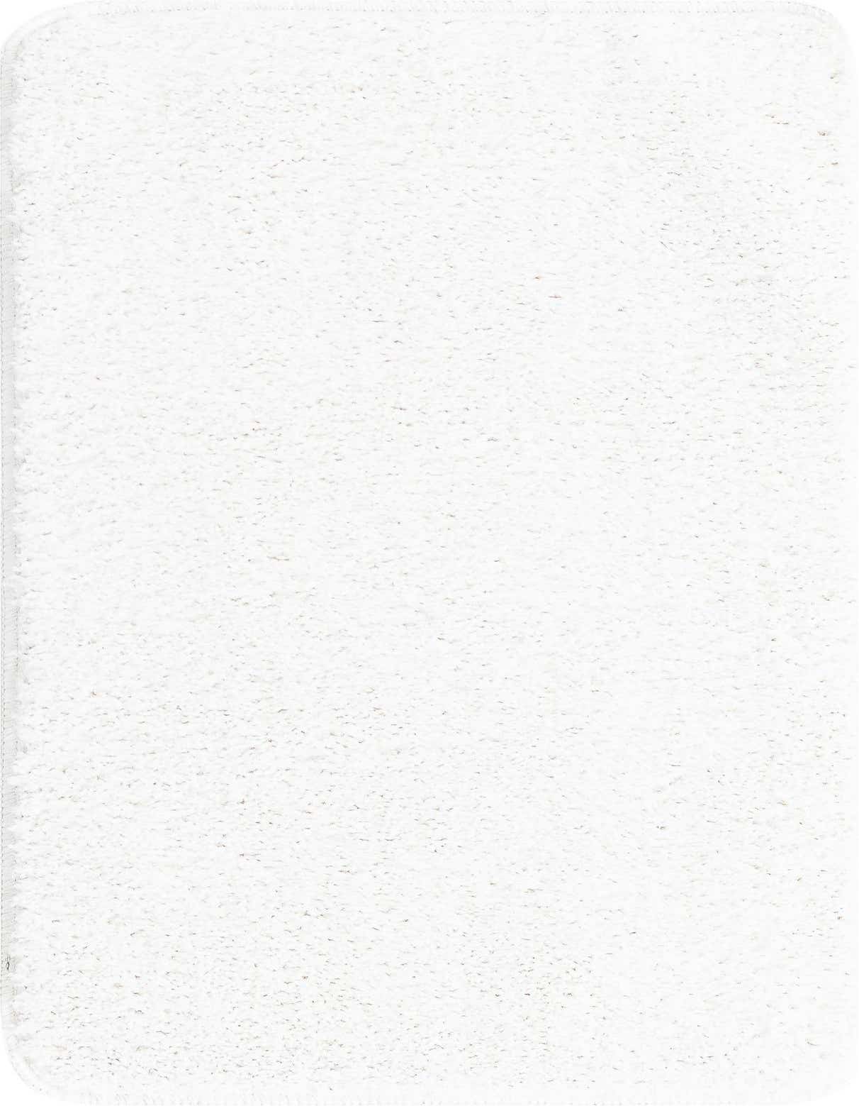 A soft, rectangular 2x3 white Bano Everyday Bath Mat with a textured pile, ideal for indoor use.