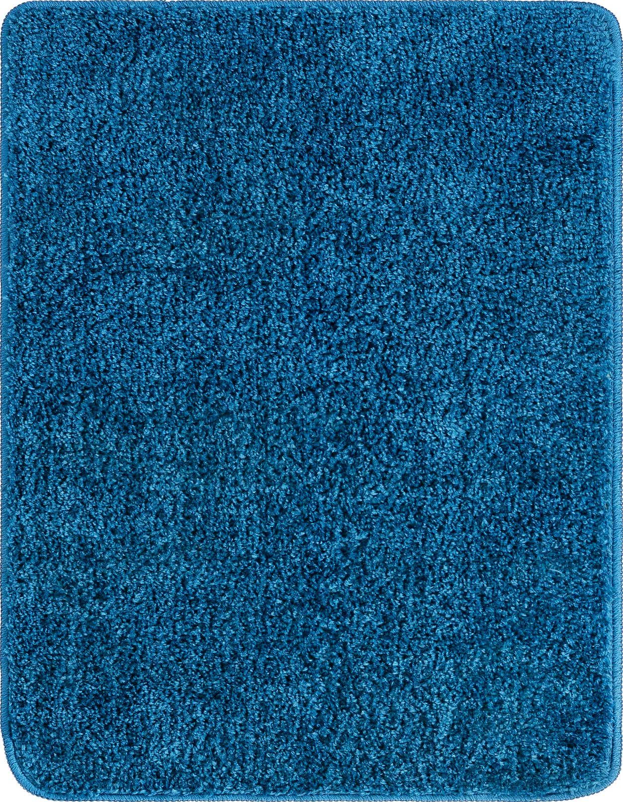 A rectangular 2x3 blue modern area rug with a textured pile and subtle border, ideal for indoor spaces.