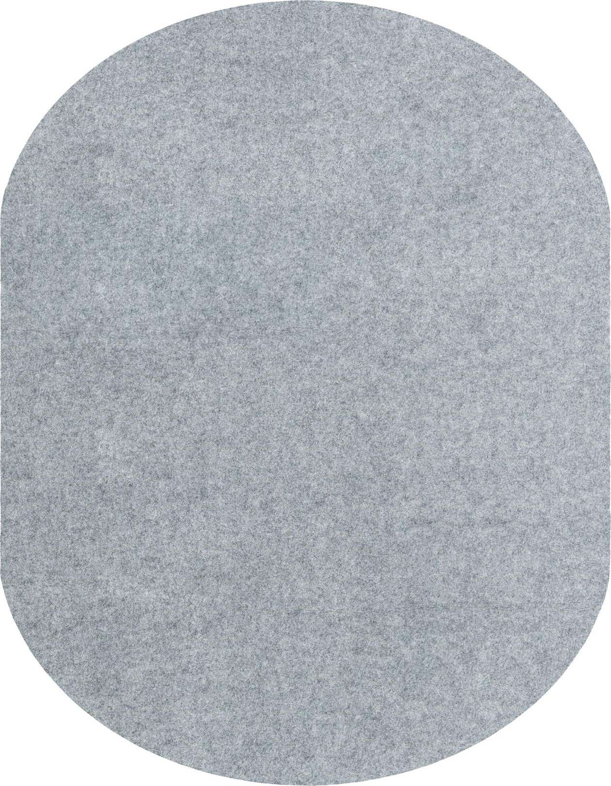 A light gray oval rug pad, 3'0 x 5'0, designed for indoor use under a rug.