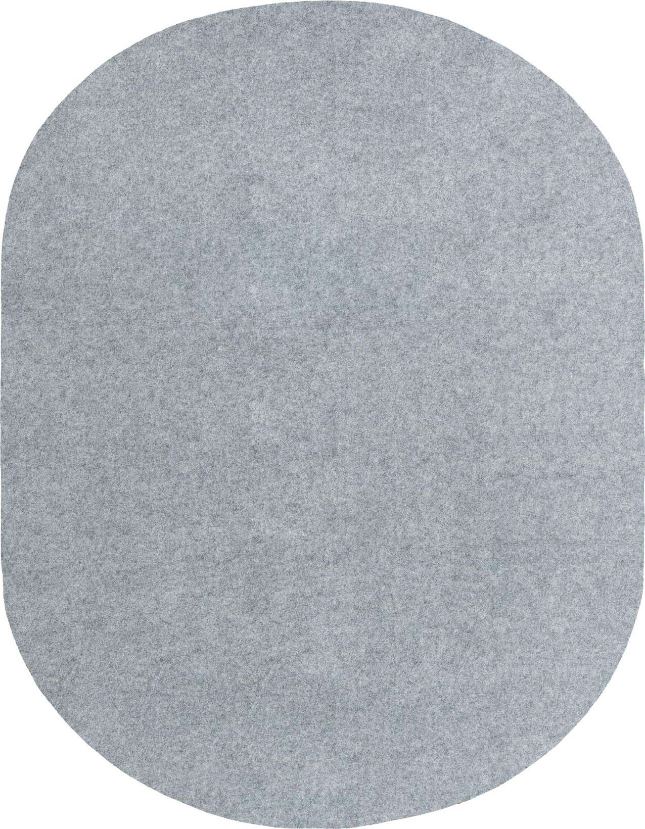 A light gray oval rug pad, 5' 0 x 7' 10, designed for indoor use.