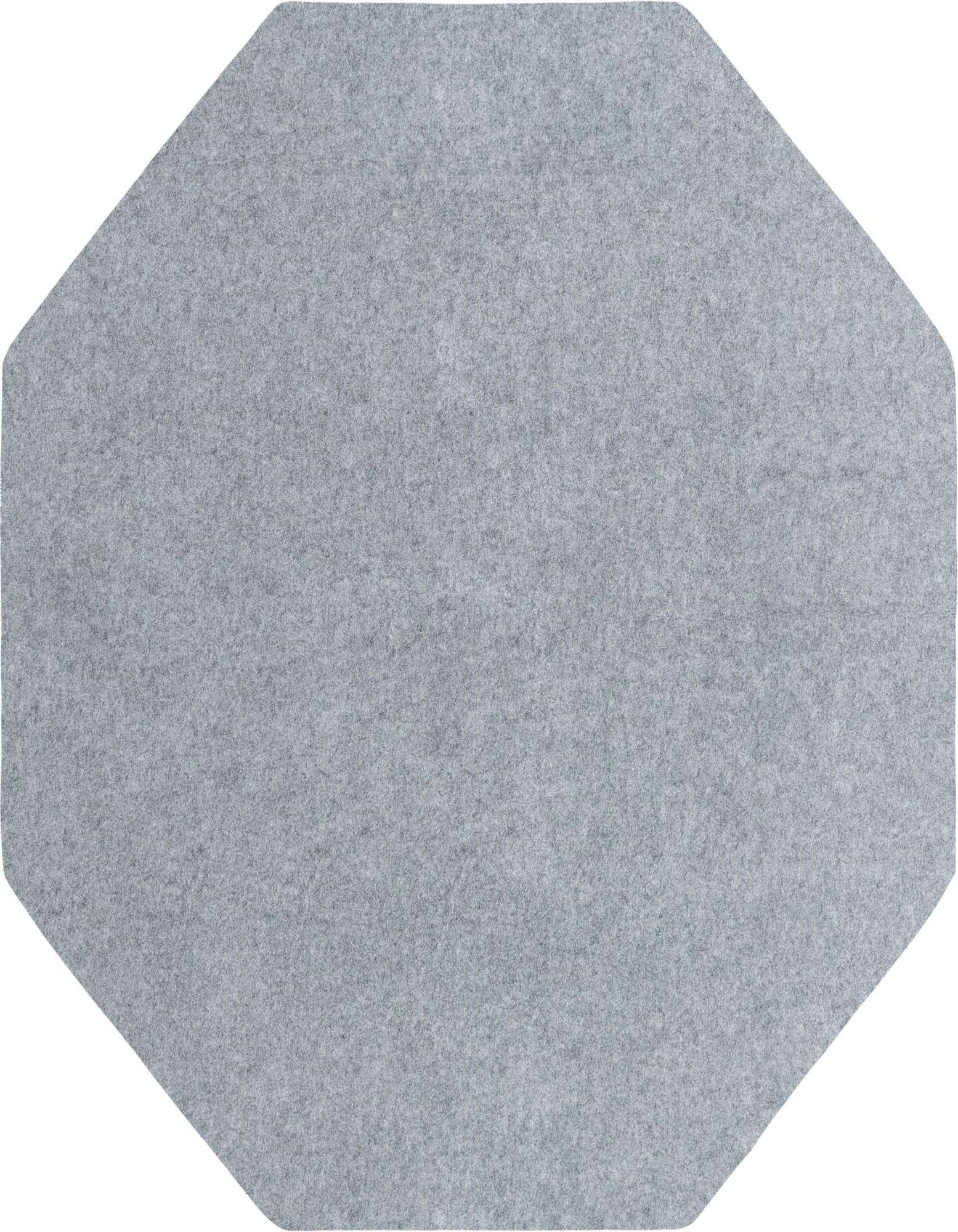 A light gray octagon-shaped rug pad, 6'0 x 6'0, with a medium pile texture, suitable for indoor use.