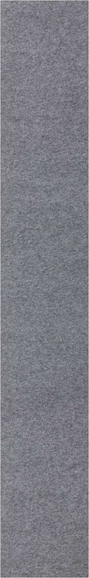 A close-up view of a grey runner rug, showcasing its medium pile texture, ideal for a hallway or patio.
