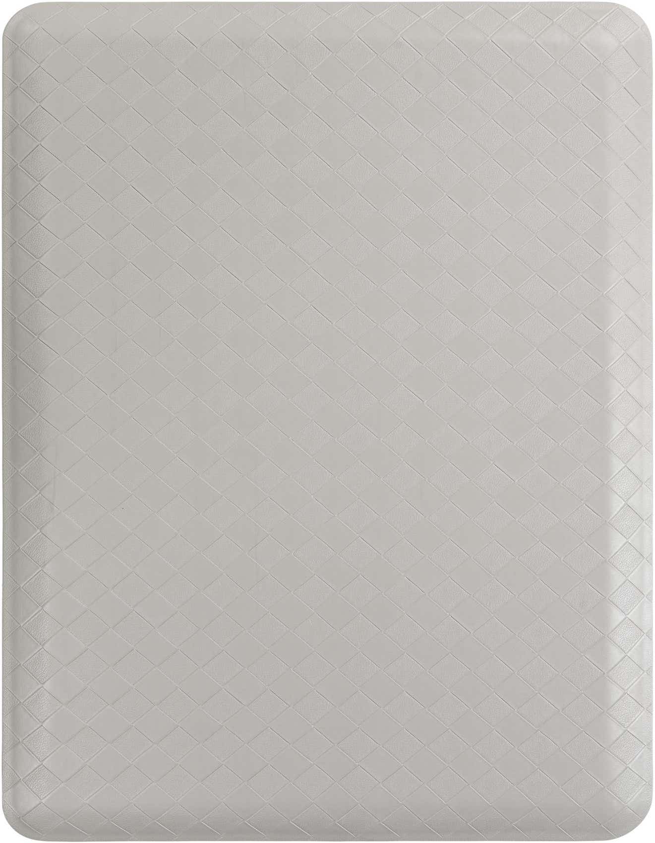 A 2x3 rectangular gray Comfort Mat by Rugs.com with a subtle diamond pattern, designed for indoor use.