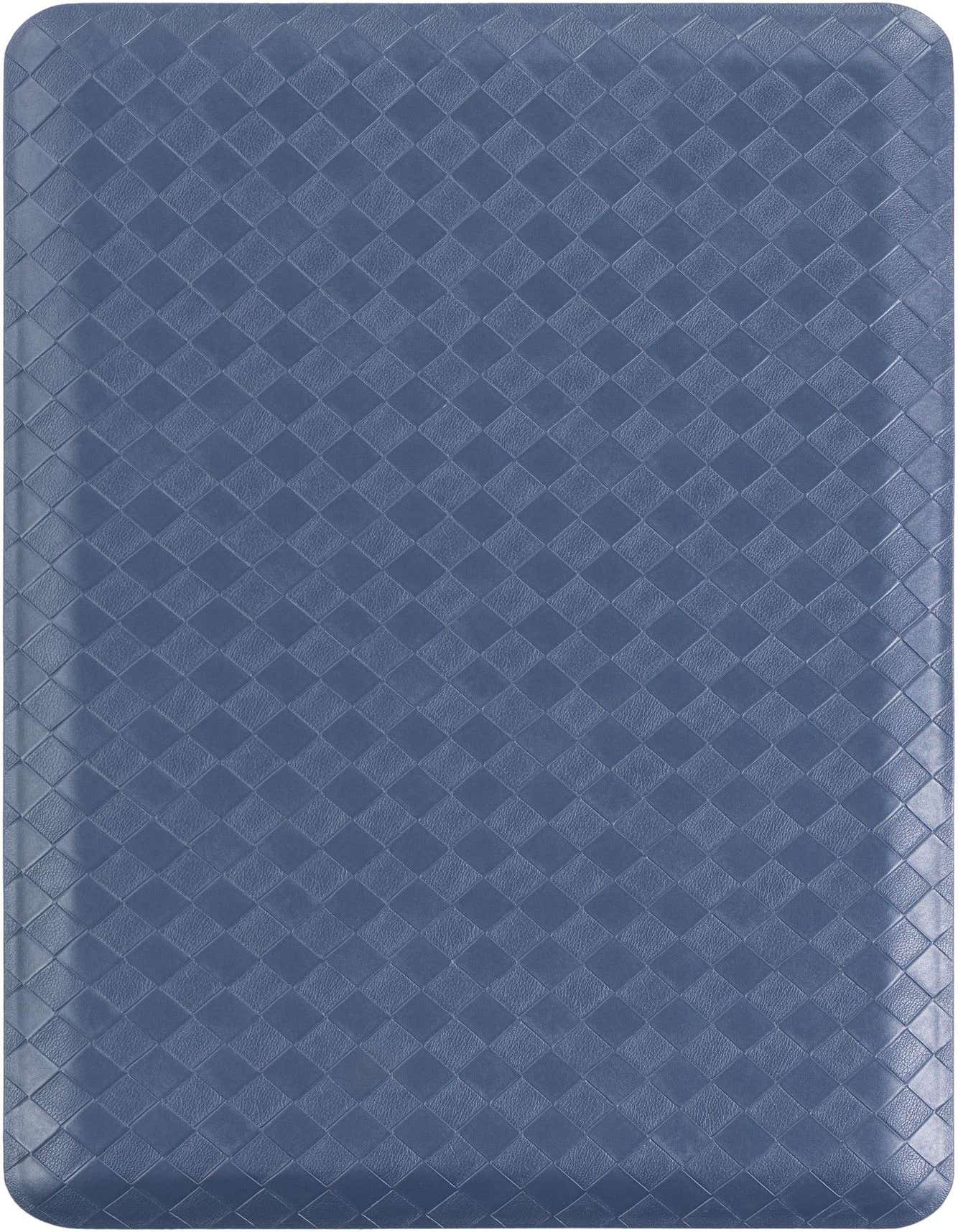 A 2x3 rectangular navy blue Comfort Mat with a subtle textured diamond pattern, suitable for indoor use.