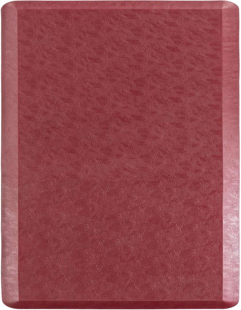 A 2x5 rectangular Comfort Mat in a solid deep red color, featuring a textured surface and slightly beveled edges.