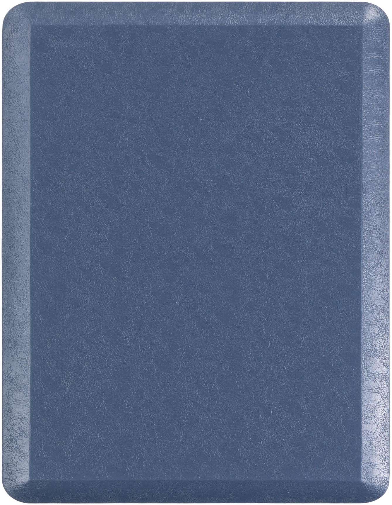 A rectangular 2x3 navy blue comfort mat with a subtle textured surface and rounded corners.