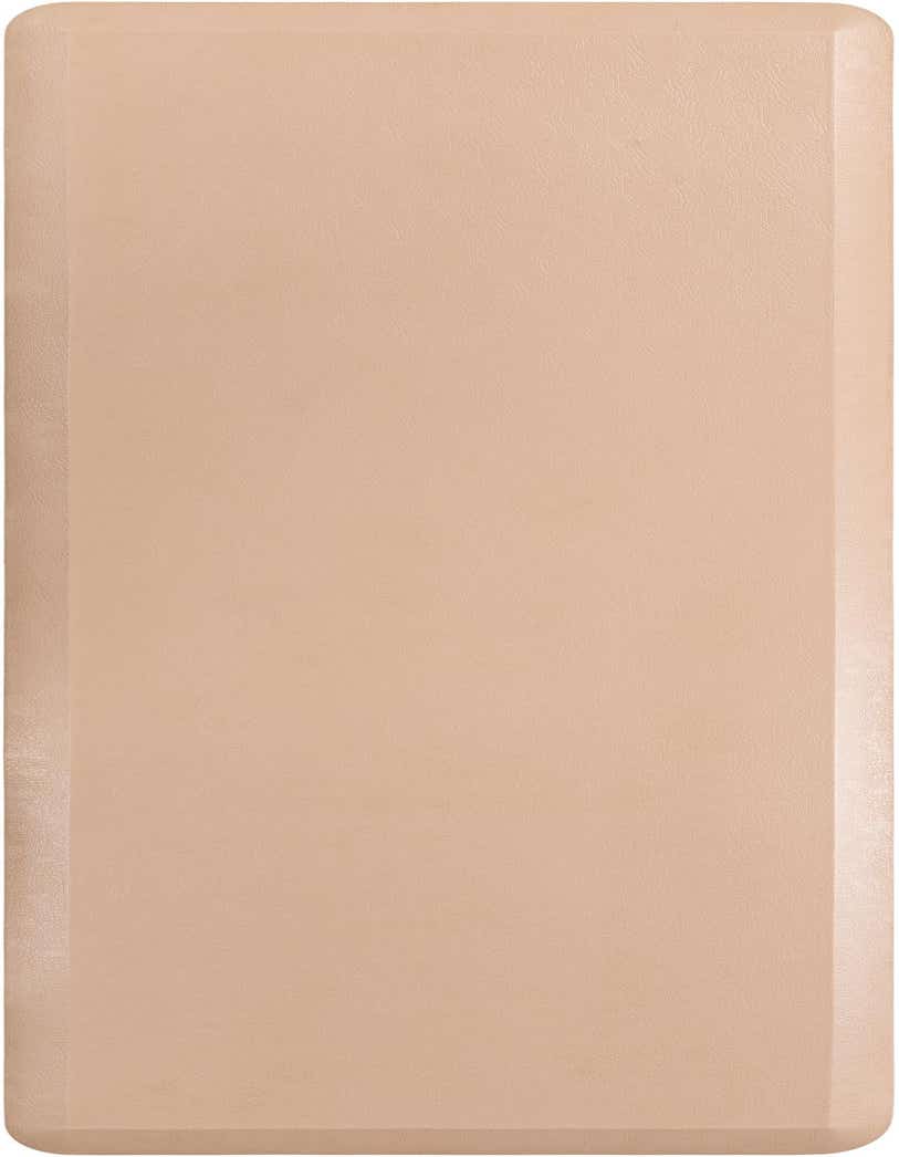 A 2x5 rectangular Comfort Mat rug in a warm tan color with a subtle textured surface and rounded corners, ideal for indoor use.