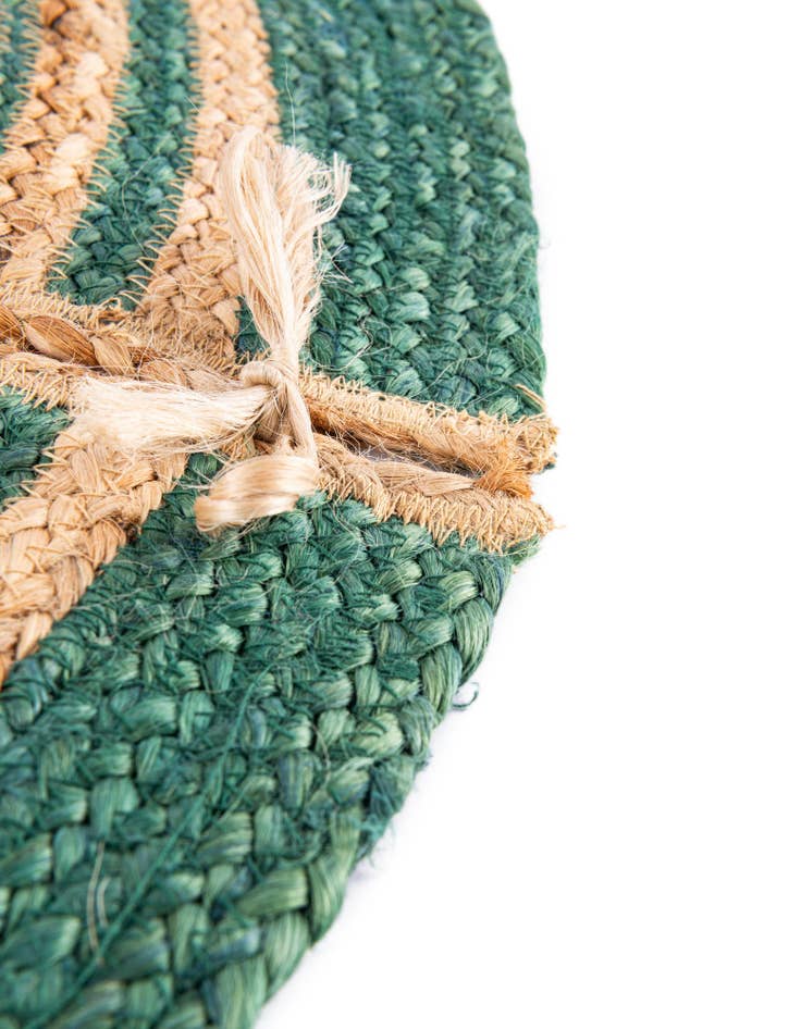 Detail image of  7' 1 x 7' 1  Hand Braided Christmas Tree Skirt