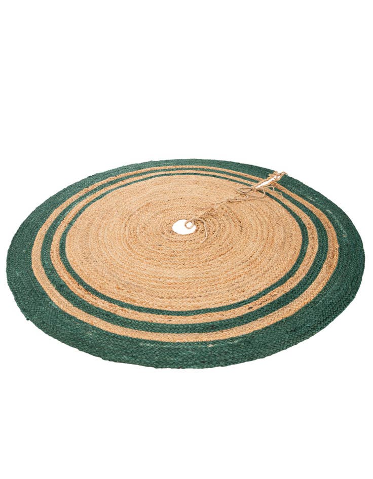 Detail image of  4' 1 x 4' 1  Hand Braided Christmas Tree Skirt