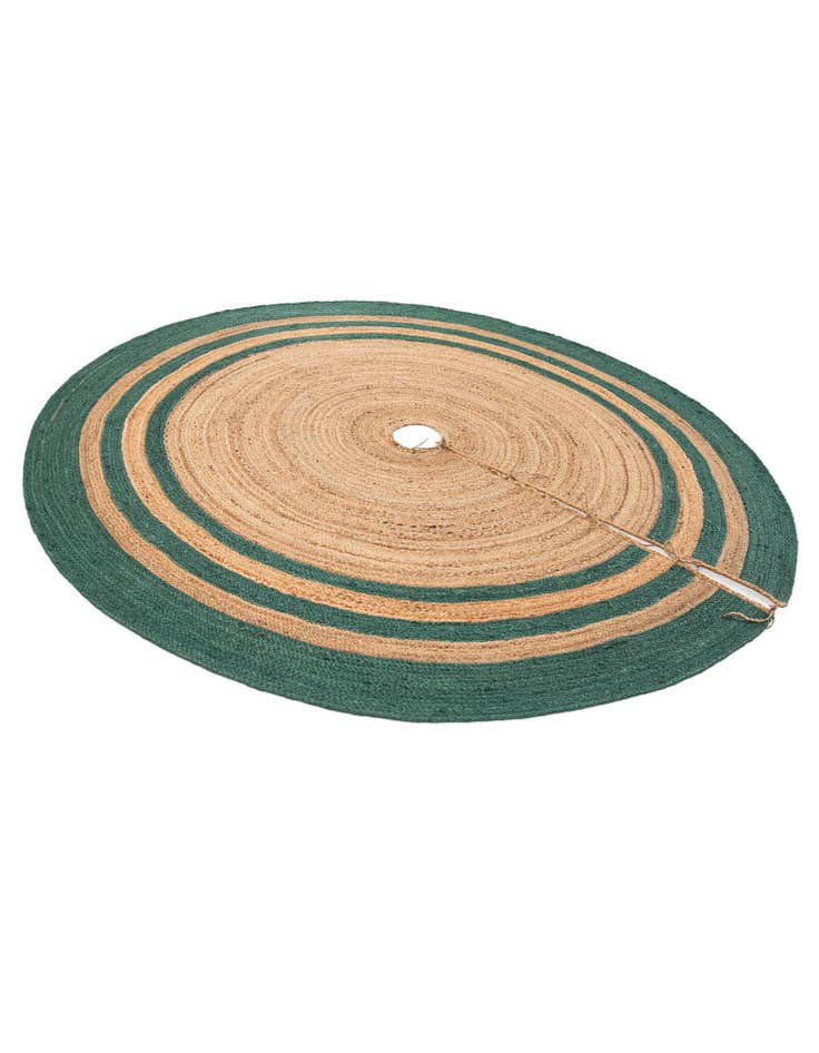 Detail image of  7' 1 x 7' 1  Hand Braided Christmas Tree Skirt