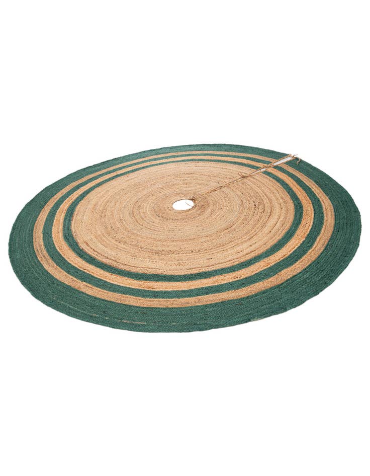 Detail image of  7' 1 x 7' 1  Hand Braided Christmas Tree Skirt