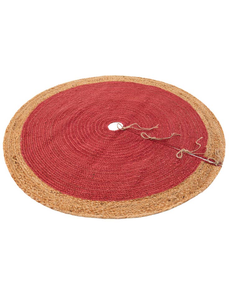 Detail image of  4' 1 x 4' 1  Hand Braided Christmas Tree Skirt