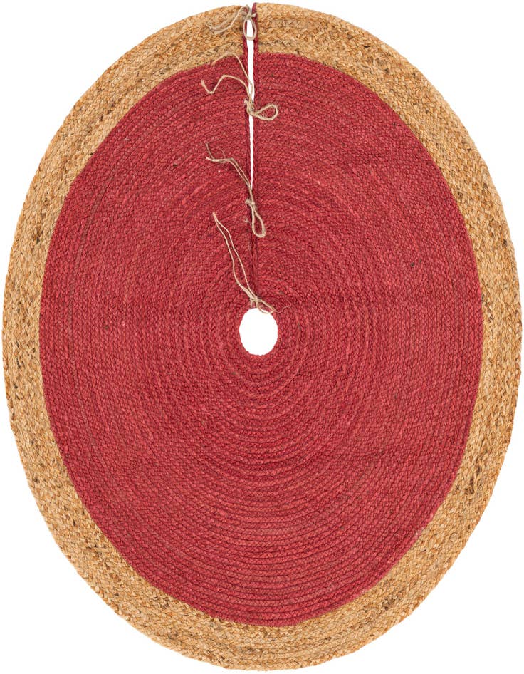 Detail image of  4' 1 x 4' 1  Hand Braided Christmas Tree Skirt