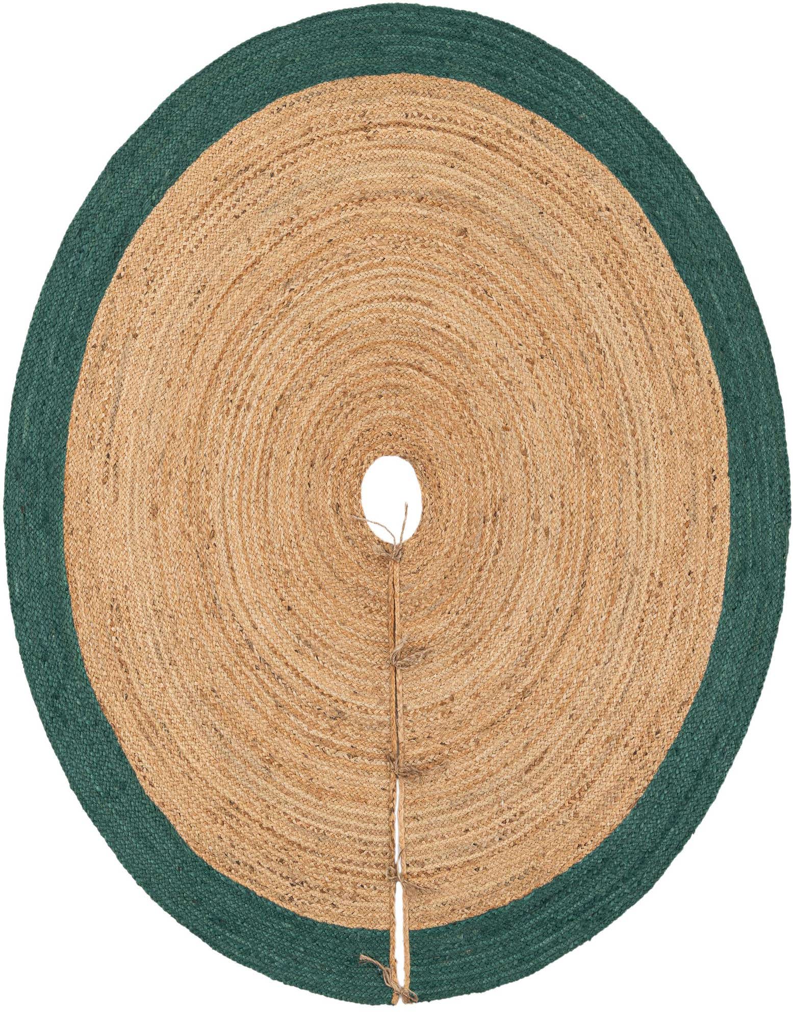 Primary image Custom Green and Natural Hand Braided Christmas Tree Skirt