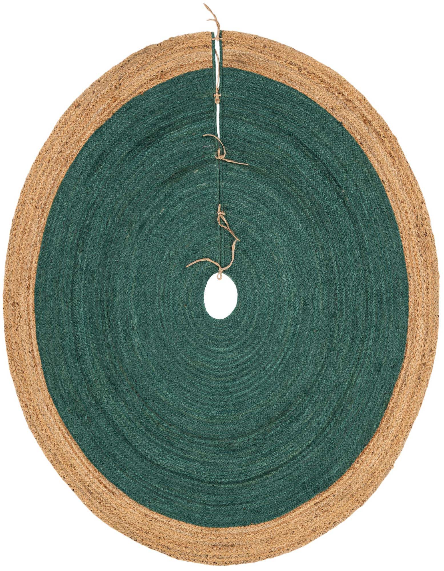 Primary image Custom Green Hand Braided Christmas Tree Skirt